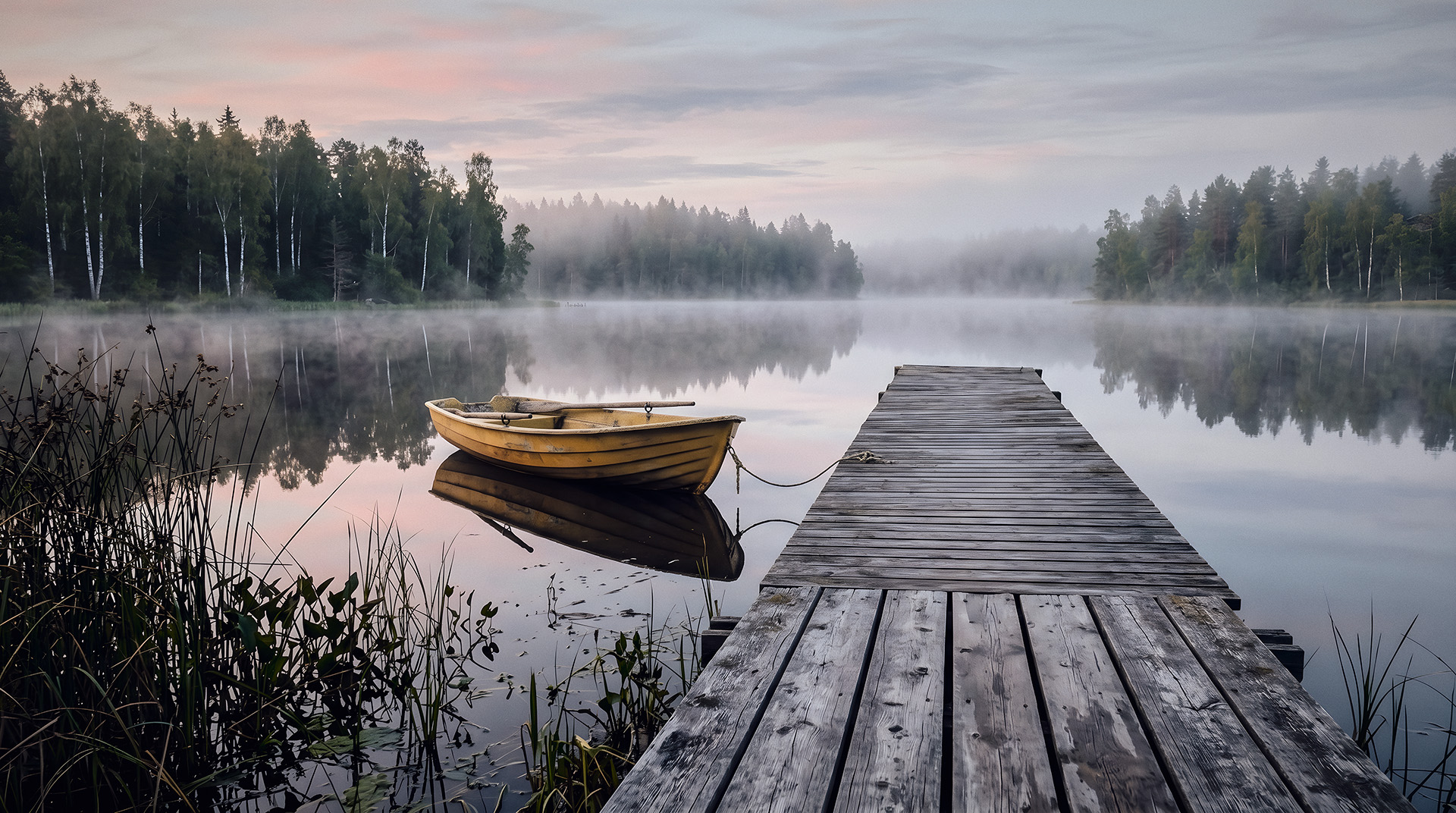 Nordic lake at dawn